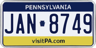 PA license plate JAN8749