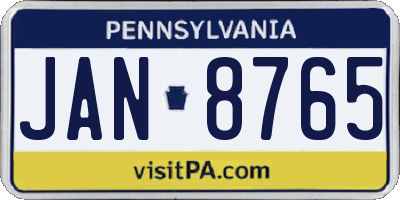 PA license plate JAN8765
