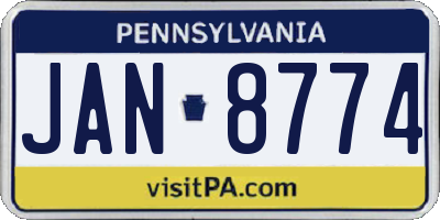 PA license plate JAN8774
