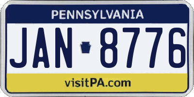 PA license plate JAN8776