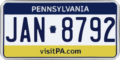 PA license plate JAN8792