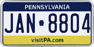 PA license plate JAN8804