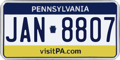 PA license plate JAN8807
