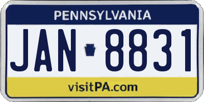 PA license plate JAN8831