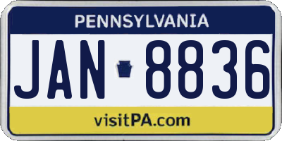 PA license plate JAN8836