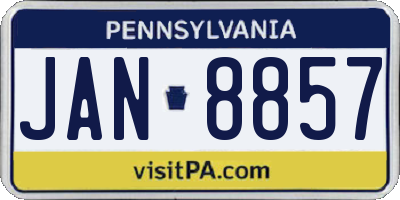 PA license plate JAN8857