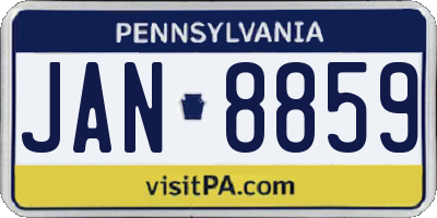PA license plate JAN8859