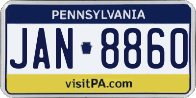 PA license plate JAN8860