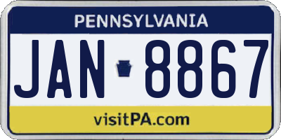 PA license plate JAN8867