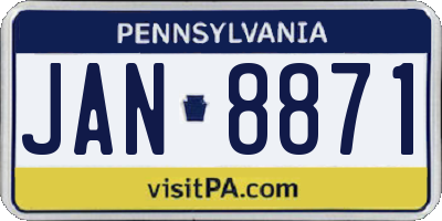 PA license plate JAN8871