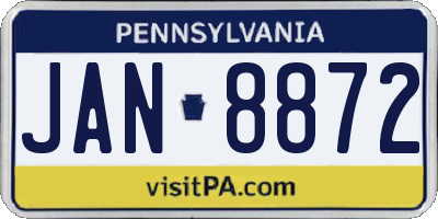 PA license plate JAN8872