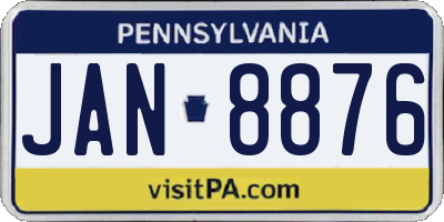 PA license plate JAN8876