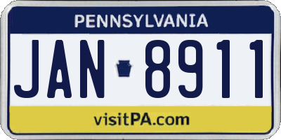 PA license plate JAN8911