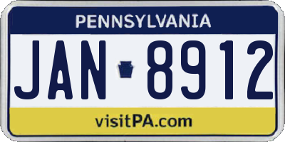 PA license plate JAN8912