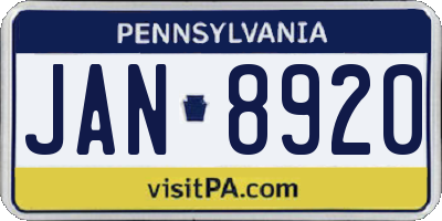 PA license plate JAN8920