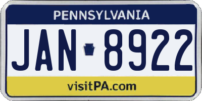 PA license plate JAN8922