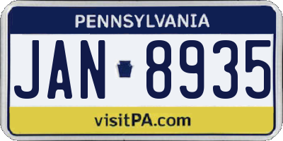 PA license plate JAN8935
