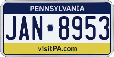 PA license plate JAN8953