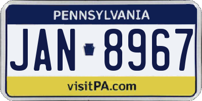 PA license plate JAN8967