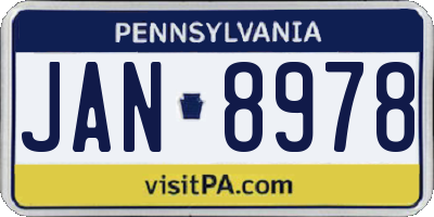 PA license plate JAN8978