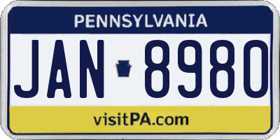 PA license plate JAN8980