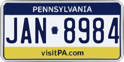 PA license plate JAN8984