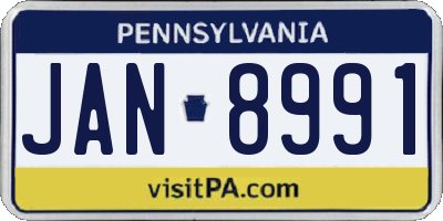 PA license plate JAN8991
