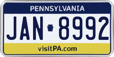 PA license plate JAN8992