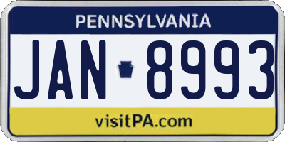 PA license plate JAN8993