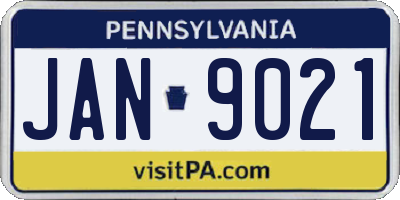 PA license plate JAN9021