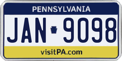 PA license plate JAN9098