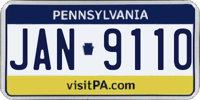 PA license plate JAN9110