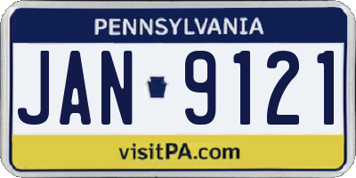 PA license plate JAN9121