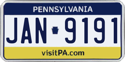 PA license plate JAN9191