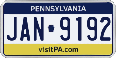 PA license plate JAN9192