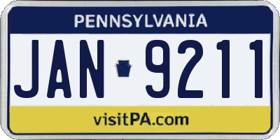 PA license plate JAN9211