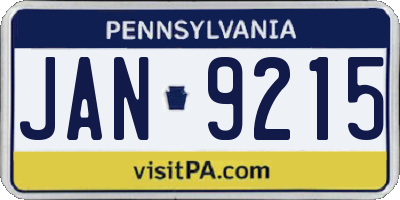 PA license plate JAN9215