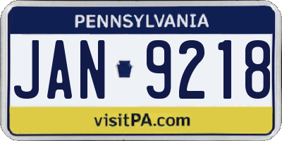 PA license plate JAN9218