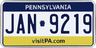 PA license plate JAN9219