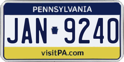 PA license plate JAN9240