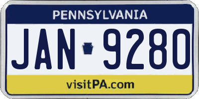 PA license plate JAN9280