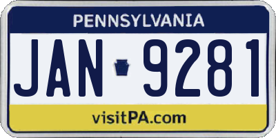 PA license plate JAN9281