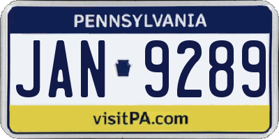 PA license plate JAN9289