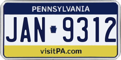 PA license plate JAN9312