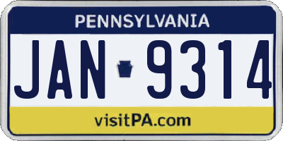PA license plate JAN9314