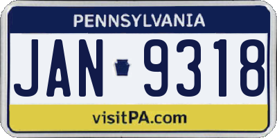 PA license plate JAN9318