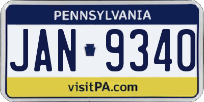 PA license plate JAN9340