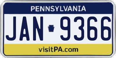 PA license plate JAN9366