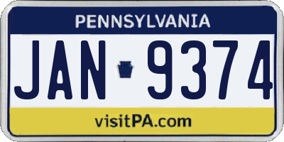 PA license plate JAN9374