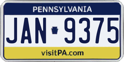 PA license plate JAN9375